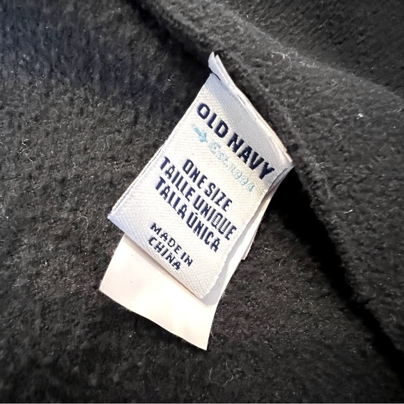 Old Navy Fleece Scarf Set with Fringe Black & Striped Brown Tan White - Picture 2 of 4